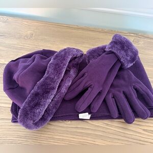 Elegant Purple Scarf and Glove Set